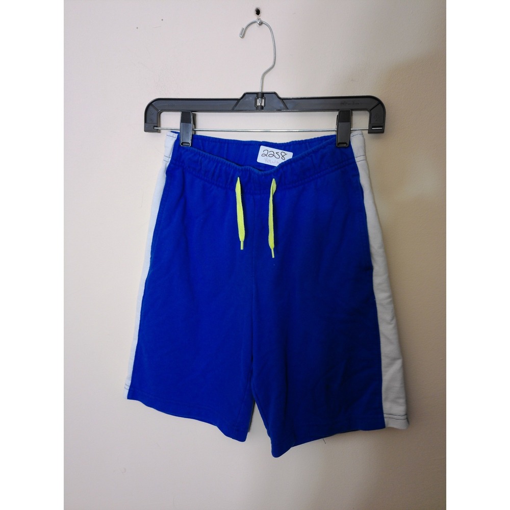 Cat & Jack Knit Shorts Youth Boys L 12/14 Blue White Stripe Athletic Sporty 2258